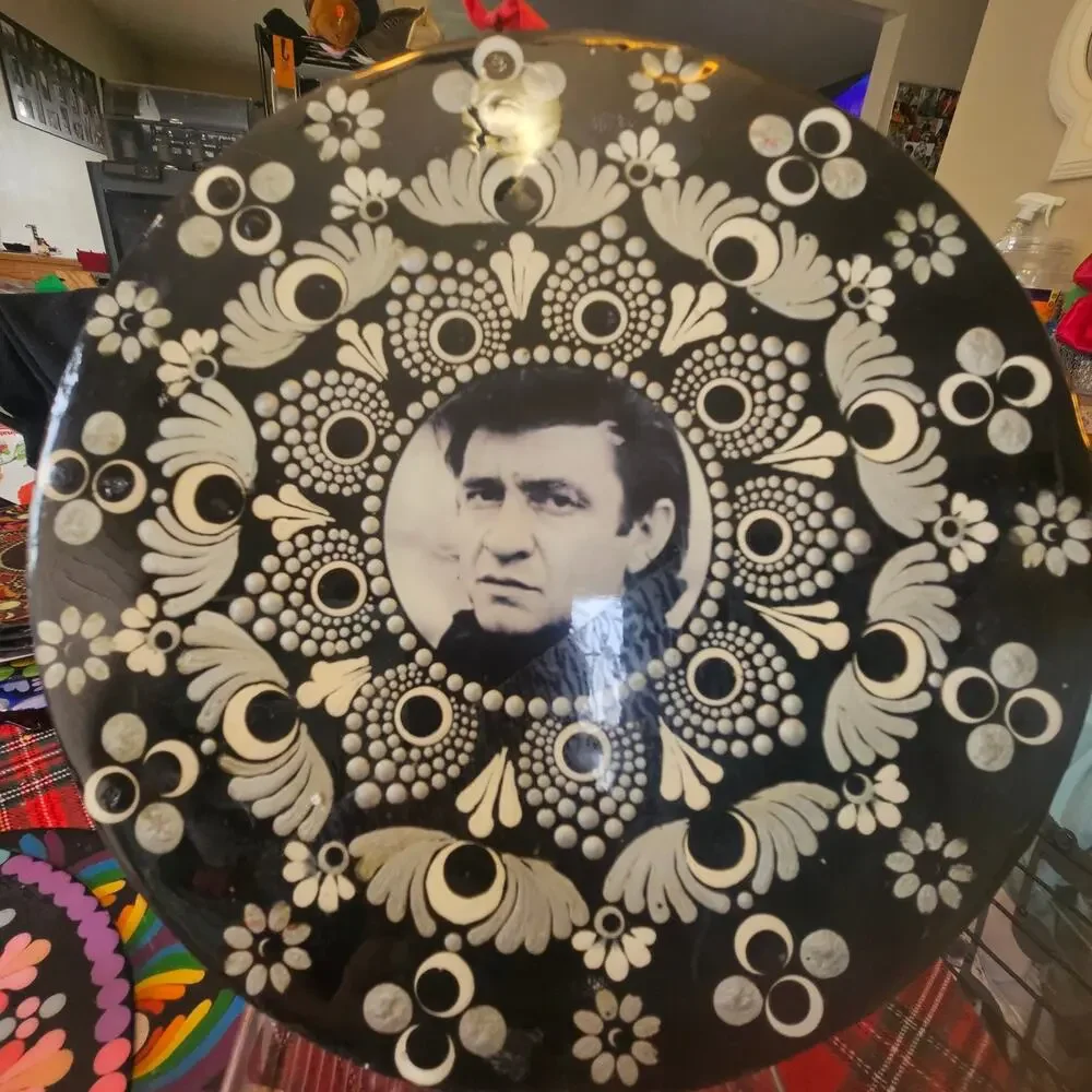 Johnny Cash 10 Inch Album Wall Art Black Ivory Mandala Decor
